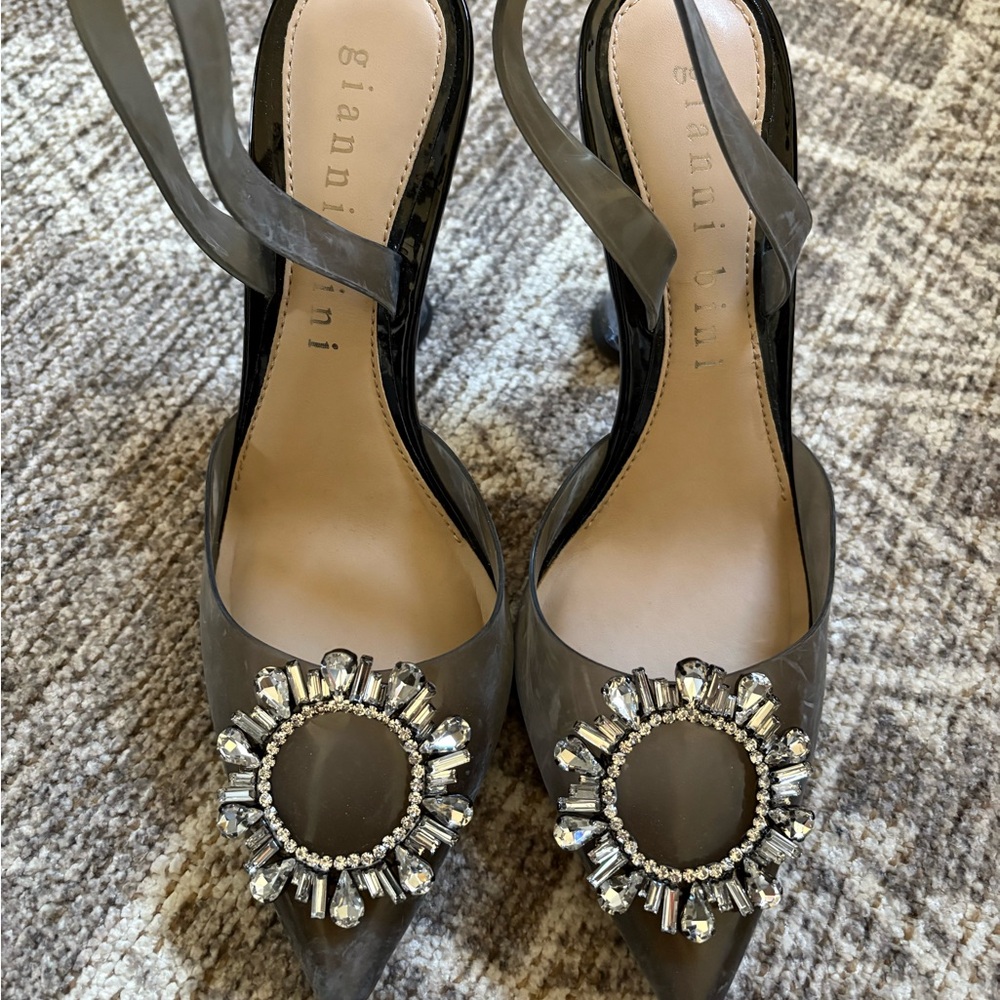 Gianni Bini Vivyeee Rhinestone Clear Pointed Toe Pumps